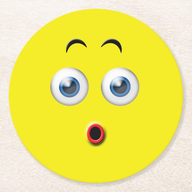 Überraschtes Emoji Runder Pappuntersetzer (Vorderseite)