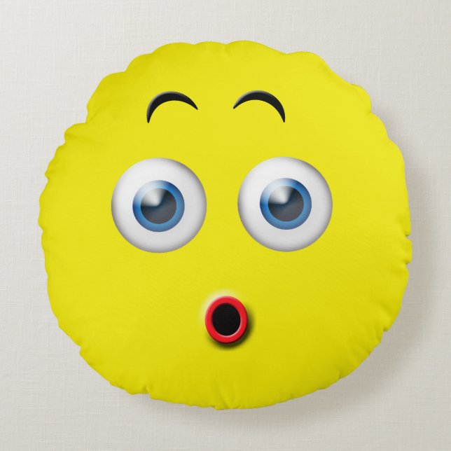Überraschtes Emoji Rundes Kissen (Vorderseite)