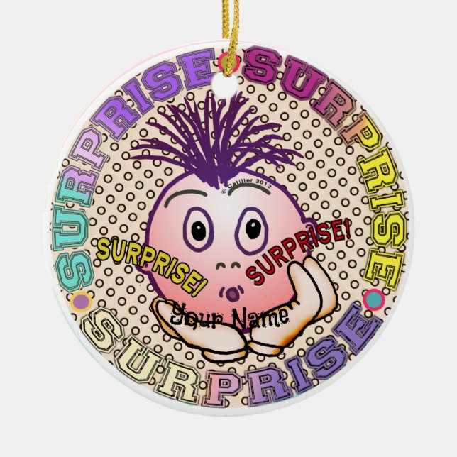 Überraschtes Gesicht  Keramik Ornament (Vorne)