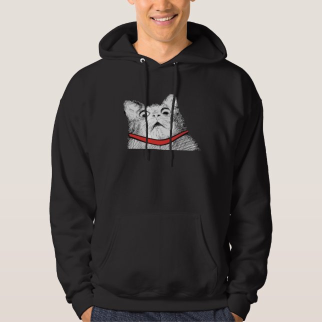 Überraschtes Katzen-Keuchen Meme - 2 versahen Hoodie (Vorderseite)
