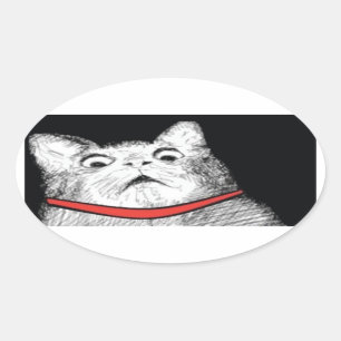 Überraschtes Katzen-Keuchen Meme - ovale Aufklebe Ovaler Aufkleber