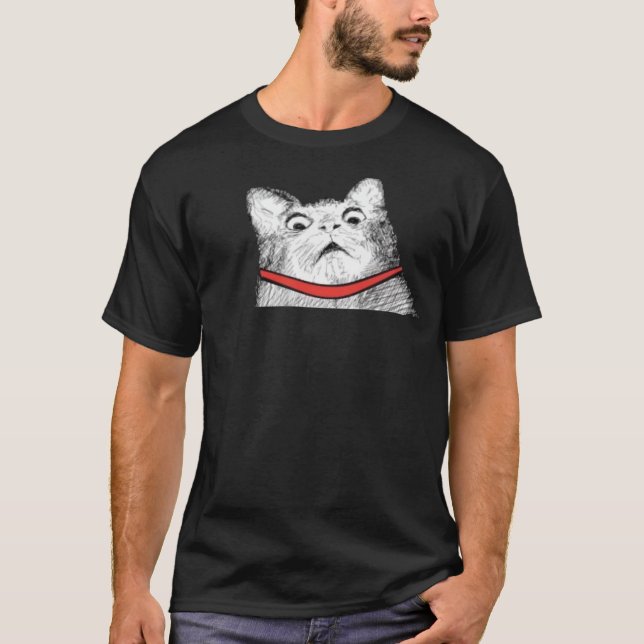 Überraschtes Katzen-Keuchen Meme - schwarzer T - T-Shirt (Vorderseite)