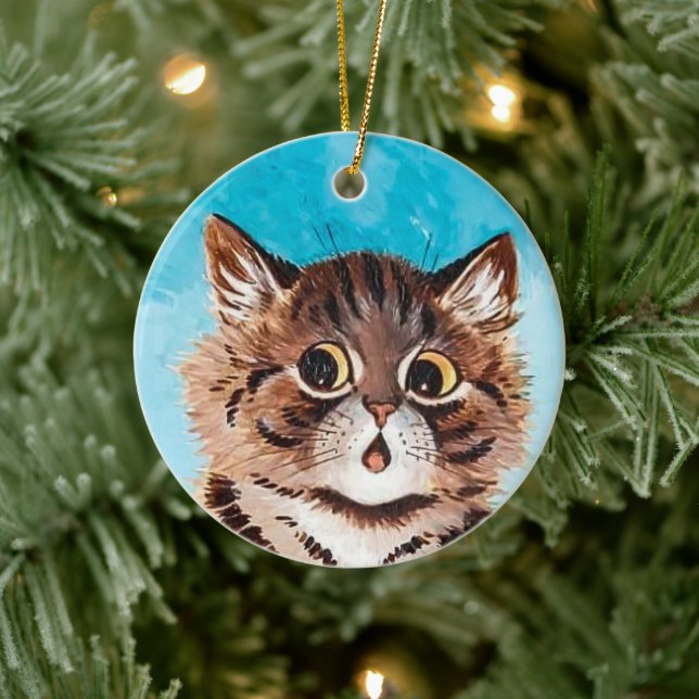 Überraschtes Kitty ・ Kunst von Louis Wain ・ Orname Keramik Ornament (Baum)