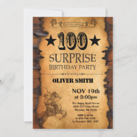 Überraschung 100. Western Geburtstag Einladung