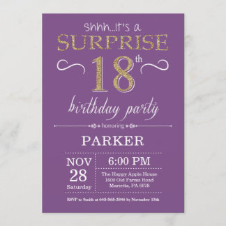 Überraschung 18. Geburtstag Einladung Lila und Gol