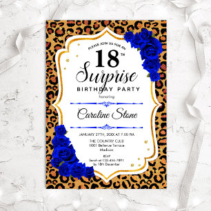 Überraschung 18. Geburtstag - Leopard Gold Royal B Einladung