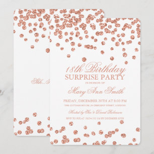 Überraschung 18. Geburtstag Rose Gold Glitzer Conf Einladung