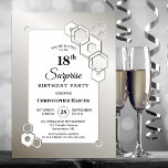 Überraschung 18. Silver Geometric Geburtstagsparty Einladung<br><div class="desc">Organisieren und laden Sie Ihre Freunde und Lieben zu Ihrer Überraschung 18. Geburtstagsparty mit dieser stilvollen silbernen sechseckigen geometrischen Geburtstagsfeier ein.</div>