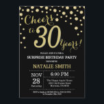 Überraschung 30. Geburtstag Black und Gold Diamond Einladung<br><div class="desc">Überraschung 30. Geburtstag Einladung mit Black und Gold Glitzer Diamond Hintergrund. Gold Confetti. Erwachsener Geburtstag. Männer oder Frauen zum Geburtstag. Für weitere Anpassungen klicken Sie bitte auf die Schaltfläche "Anpassen" und verwenden Sie unser Designwerkzeug,  um diese Vorlage zu ändern.</div>