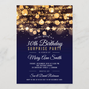 Überraschung 30. Geburtstag Gold & Navy Einladung