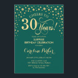Überraschung 30. Geburtstag Party - Emerald Green  Einladung<br><div class="desc">Überraschung 30. Geburtstag Party Einladung. Elegantes Design in smaragdgrün und Imitate Glitzer Gold. Enthält Skript-Schriftart und Diamanten Konfetti. Feiert bis 30 Jahre! Nachricht,  wenn Sie weitere Anpassungen benötigen.</div>