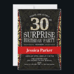 Überraschung 30. Geburtstag Party - Gold Black Einladung<br><div class="desc">Überraschung 30. Geburtstag Party Einladung. Elegantes Design in Imitate Glitzer Gold,  Schwarz und Rot. Features Typografie Schriftart und Diamantnummer. Ideal für eine stilvolle Damenüberraschung zum 30. Mal.</div>