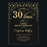 Überraschung 30. Geburtstag Party - Gold Black Einladung<br><div class="desc">Überraschung 30. Geburtstag Party Einladung. Elegantes Design in Schwarz und Imitat Glitzer Gold . Enthält Skript-Schriftart und Diamanten Konfetti. Feiert bis 30 Jahre! Nachricht,  wenn Sie weitere Anpassungen benötigen.</div>