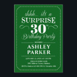 Überraschung 30. Geburtstag Party - Grün Einladung<br><div class="desc">Überraschung 30. Geburtstag Party Einladung. Einfaches Design in Grün und Weiß. Überraschende Feier für Mann oder Frau. Kann in jedem Alter angepasst werden!</div>