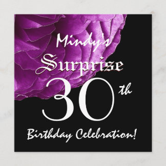 ÜBERRASCHUNG 30. Geburtstag Party Lila Rose W064 Einladung