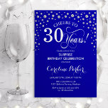 Überraschung 30. Geburtstag Party - Royal Blue Sil Einladung<br><div class="desc">Überraschung 30. Geburtstag Party Einladung. Elegantes Design in königsblau und Imitate Glitzer Silber. Enthält Skript-Schriftart und Diamanten Konfetti. Feiert bis 30 Jahre! Nachricht,  wenn Sie weitere Anpassungen benötigen.</div>