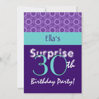 ÜBERRASCHUNG 30. Geburtstag Purpleand Türkis G805 Einladung