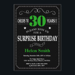 Überraschung 30. Geburtstag Schwarz-Grün-Chalkboar Einladung<br><div class="desc">Überraschung 30. Geburtstag Einladung Black und Green Typografie. Tafel. Schwarz-Weiß-Hintergrund Erwachsener Geburtstag. Männer oder Frauen zum Geburtstag. Kinder Junge oder Mädchen Lady Teenage Teenage Bday Einladen. 13. 15. 16. 18. 20. 21. 30. 40. 50. 60. 70. 80. 90. 100. Jedes Alter. Für weitere Anpassungen klicken Sie bitte auf die Schaltfläche...</div>