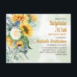 Überraschung 30. Geburtstag Sonnenblumen Eukalyptu Postkarte<br><div class="desc">Elegante,  ländlich gelbe Sonnenblumen und grüne Blätter Überraschung 30. Geburtstag Party Einladung für Frauen. Sie können den Text auf dieser Karte für eine Geburtstagsparty für jedes Alter,  das Sie feiern,  anpassen</div>