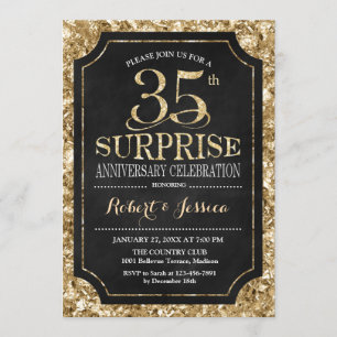 Überraschung 35. Hochzeitstag - Schwarzes Gold Einladung
