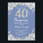 Überraschung 40. Geburtstag Blue Silver Diamond Einladung<br><div class="desc">Überraschung 40. Geburtstag Einladung. Blau und Silber Kristall Diamond Red Hintergrund. Elegante Birthday Bash laden. Erwachsener Geburtstag. Frauen zum Geburtstag. Männer zum Geburtstag.
Für weitere Anpassungen klicken Sie bitte auf die Schaltfläche "Anpassen" und verwenden Sie unser Designwerkzeug,  um diese Vorlage zu ändern.</div>