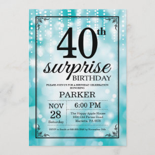 Überraschung 40. Geburtstag Einladung Aquamariner