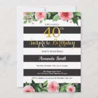 Überraschung 40. Geburtstag Einladung Frauen Blume
