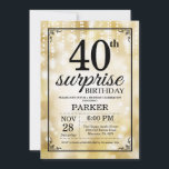 Überraschung 40. Geburtstag Einladung Gold Glitzer<br><div class="desc">Überraschung 40. Geburtstag Einladung mit Gold String Lights mit Gold Glitzer Background. Gold zum Geburtstag. Erwachsener zum Geburtstag. Männer oder Frauen laden ein. 13. 15. 16. 18. 20. 21. 30. 40. 50. 60. 70. 80. 90. 100. Jedes Alter. Für weitere Anpassungen klicken Sie bitte auf die Schaltfläche "Anpassen" und verwenden...</div>