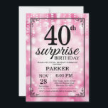 Überraschung 40. Geburtstag Einladung Pink Glitzer<br><div class="desc">Überraschung 40. Geburtstag Einladung mit rosa String-Leuchten mit rosa Glitzer Hintergrund. Rosa Geburtstag. Erwachsener zum Geburtstag. Männer oder Frauen laden ein. 13. 15. 16. 18. 20. 21. 30. 40. 50. 60. 70. 80. 90. 100. Jedes Alter. Für weitere Anpassungen klicken Sie bitte auf die Schaltfläche "Anpassen" und verwenden Sie unser...</div>