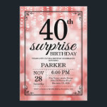 Überraschung 40. Geburtstag Einladung Roter Glitze<br><div class="desc">Überraschung 40. Geburtstag Einladung mit Red String Lights mit Red Glitzer Hintergrund. Rot Geburtstag. Erwachsener Geburtstag. Männer oder Frauen laden ein. 13. 15. 16. 18. 20. 21. 30. 40. 50. 60. 70. 80. 90. 100. Jegliches Alter. Für weitere Anpassungen klicken Sie bitte auf die Schaltfläche "Anpassen" und verwenden Sie unser...</div>