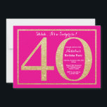 Überraschung 40. Geburtstag Hot Pink und Gold Glit Einladung<br><div class="desc">Überraschung 40. Geburtstag Einladung. Hot Pink und Gold Glitzer Geburtstagsparty Einladung mit Hot Pink Hintergrund. Überraschung Geburtstag. Erwachsener Geburtstag. Männer oder Frauen schnappen Party.
Für weitere Anpassungen klicken Sie bitte auf die Schaltfläche "Anpassen" und verwenden Sie unser Designwerkzeug,  um diese Vorlage zu ändern.</div>
