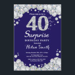 Überraschung 40. Geburtstag Navy Blue Silver Diamo Einladung<br><div class="desc">Überraschung 40. Geburtstag Einladung. Navy Blue und Silver Kristall Diamond Red Background. Elegante Birthday Bash laden. Erwachsener Geburtstag. Frauen zum Geburtstag. Männer zum Geburtstag.
Für weitere Anpassungen klicken Sie bitte auf die Schaltfläche "Anpassen" und verwenden Sie unser Designwerkzeug,  um diese Vorlage zu ändern.</div>