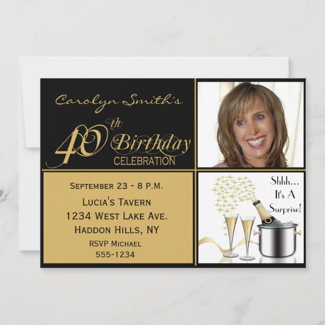 Überraschung 40. Geburtstag Party Einladungen (Vorderseite)