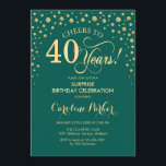 Überraschung 40. Geburtstag Party - Emerald Green  Einladung<br><div class="desc">Überraschung 40. Geburtstag Party Einladung. Elegantes Design in smaragdgrün und Imitate Glitzer Gold. Enthält Skript-Schriftart und Diamanten Konfetti. Feiert bis 40 Jahre! Nachricht,  wenn Sie weitere Anpassungen benötigen.</div>