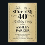 Überraschung 40. Geburtstag Party - Gold Einladung<br><div class="desc">Überraschung 40. Geburtstag Party Einladung. Einfaches Design in Gold und Schwarz. Mit Imitaten goldenes Folienmuster und elegantem Schriftart. Überraschende Feier für Mann oder Frau. Kann in jedem Alter angepasst werden!</div>