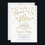 Überraschung 40. Geburtstag Party - Gold White Einladung<br><div class="desc">Überraschung 40. Geburtstag Party Einladung Elegantes Design mit Imitaten Glitzer Gold und Weiß. Enthält Skript-Schriftart und Konfetti. Feiert bis 40 Jahre! Melde mich,  wenn du ein Alter brauchst.</div>