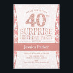 Überraschung 40. Geburtstag Party - Rose Gold Weiß Einladung<br><div class="desc">Überraschung 40. Geburtstag Party Einladung in weiß und Rose Gold. Elegante Einladungskarte mit Imitate Glitzer Rose Gold und Diamanten. Das klassische Design ist perfekt für ein stilvolles Party. Bitte melde mich,  wenn du ein Alter brauchst.</div>