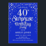 Überraschung 40. Geburtstag Party - Silver & Royal Einladung<br><div class="desc">Überraschung 40. Geburtstag Party Einladung. Elegantes Design in königsblau und Imitate Glitzer Silber. Features stilvolle Skript-Schriftart und Konfetti. Nachricht,  wenn du ein Alter brauchst.</div>