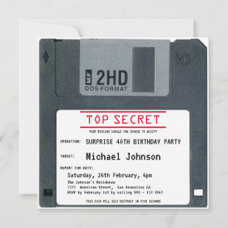 Überraschung 40. Geburtstag Top Secret Retro 80er  Einladung
