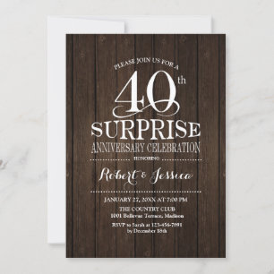 Überraschung 40. Hochzeitstag Holz Einladung