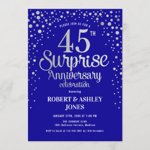 Überraschung 45 Jahre - Sapphire Blue & Silver Einladung