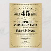Überraschung 45-jähriges Party - Gold Black