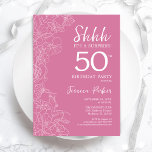 Überraschung 50. Geburtstag - Blumenrosa Einladung<br><div class="desc">Blumenrosa Überraschung 50. Geburtstag Einladung. Minimalistisches modernes feminines Design mit botanischen Akzenten und Typografie-Script-Schriftart. Einfache florale Einladungskarte perfekt für eine stilvolle weibliche Überraschung am Tag.</div>