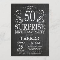 Überraschung 50. Geburtstag Einladung Chalkboard