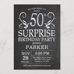 Überraschung 50. Geburtstag Einladung Chalkboard