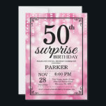 Überraschung 50. Geburtstag Einladung Pink Glitzer<br><div class="desc">Überraschung 50. Geburtstag Einladung mit rosa String-Leuchten mit rosa Glitzer Hintergrund. Rosa Geburtstag. Erwachsener zum Geburtstag. Männer oder Frauen laden ein. 13. 15. 16. 18. 20. 21. 30. 40. 50. 60. 70. 80. 90. 100. Jedes Alter. Für weitere Anpassungen klicken Sie bitte auf die Schaltfläche "Anpassen" und verwenden Sie unser...</div>