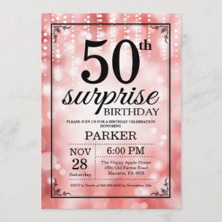 Überraschung 50. Geburtstag Einladung Roter Glitze