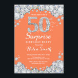 Überraschung 50. Geburtstag Korallensilber Diamant Einladung<br><div class="desc">Überraschung 50. Geburtstag Einladung. Coral und Silver Kristall Diamond Red Hintergrund. Elegante Birthday Bash laden. Erwachsener Geburtstag. Frauen zum Geburtstag. Männer zum Geburtstag. Für weitere Anpassungen klicken Sie bitte auf die Schaltfläche "Anpassen" und verwenden Sie unser Designwerkzeug,  um diese Vorlage zu ändern.</div>