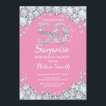 Überraschung 50. Geburtstag Pink und Silver Diamon Einladung<br><div class="desc">Überraschung 50. Geburtstag Einladung. Rosa und silber Kristall Diamond Rot Hintergrund. Eleganter Geburtstag Bash einladen. Erwachsener zum Geburtstag. Frauen zum Geburtstag. Männer zum Geburtstag. Für weitere Anpassungen klicken Sie bitte auf die Schaltfläche "Anpassen" und verwenden Sie unser Designwerkzeug,  um diese Vorlage zu ändern.</div>