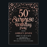 Überraschung 50. Geburtstagsparty - Black & Rose G Einladung<br><div class="desc">Überraschung 50. Geburtstagsparty Einladung. Elegantes Design in Schwarz und Imitat Glitzer Rose Gold. Features stilvolle Skript-Schriftart und Konfetti. Nachricht,  wenn du ein Alter brauchst.</div>